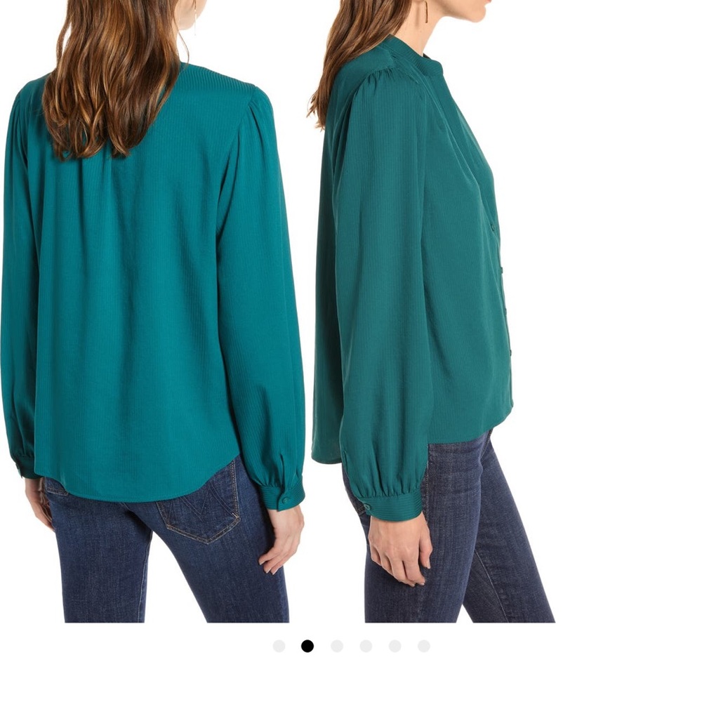 Treasure & Bond button down teal shirt in green berry